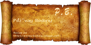 Pávay Bodony névjegykártya